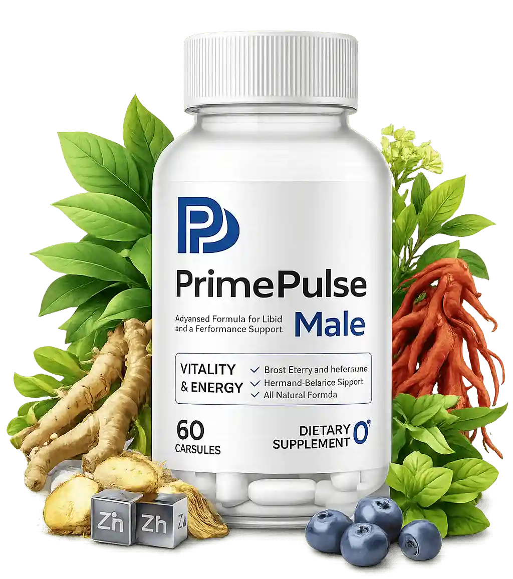 PrimePulse Male Prime Pulse capsule supplement bottles supporting energy and performance